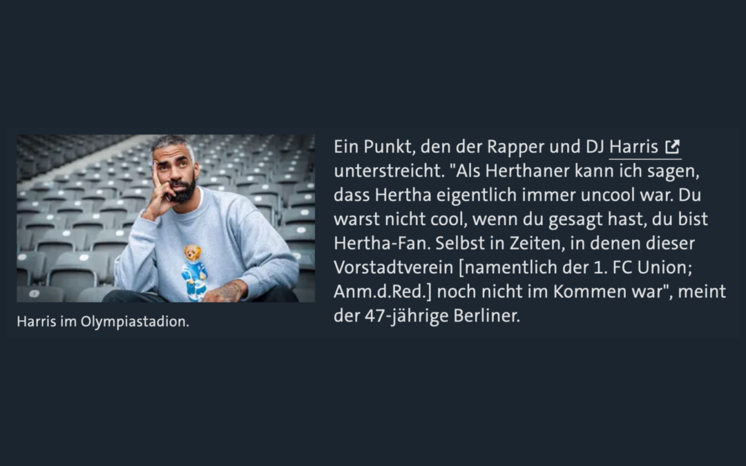 UCOH: Stolzer Auftritt in der Sportschau – wie Hip-Hop die Hertha BSC-Fankultur in Berlin prägt